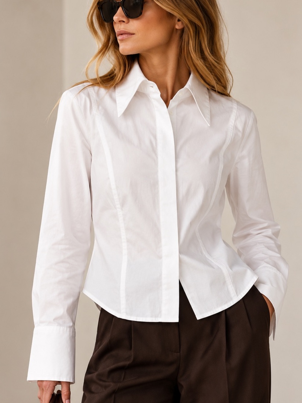 NWT Banana Republic White Tailored Cotton Button-Up Shirt Statement Cuffs M Tall